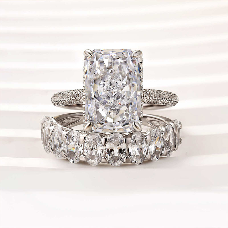 Louily Luxurious Elongated Radiant Cut Wedding Ring Set - louilyjewelry