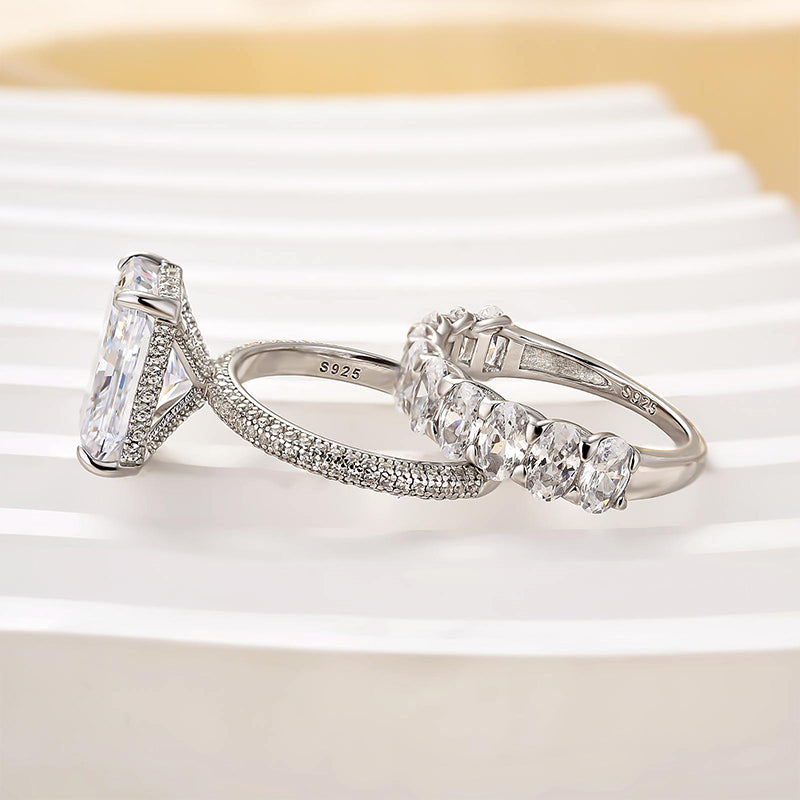 Louily Luxurious Elongated Radiant Cut Wedding Ring Set - louilyjewelry