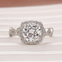 Moissanite 2.0 Ct Halo Round Cut Twist White Gold Engagement Ring - louilyjewelry