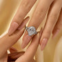 4.0Ct Halo Pear Cut Twist Travel Ring In Sterling Silver - louilyjewelry