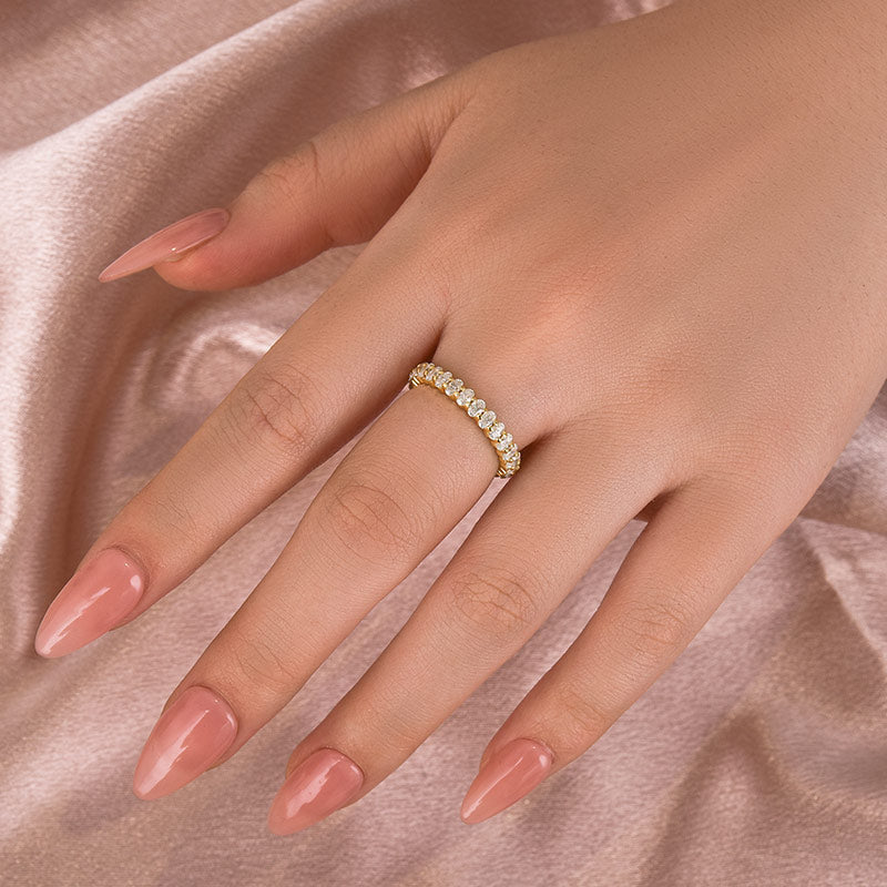 Louily Moissanite 3.0 Ct Oval Cut Full Wedding Band for Women - louilyjewelry