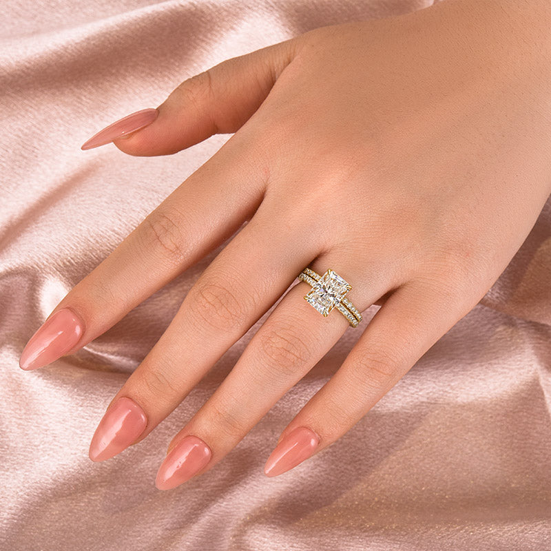 Louily Moissanite 3.5 Carat Radiant Cut Wedding Ring Set - louilyjewelry