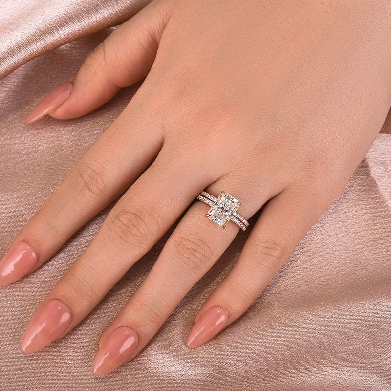 Louily Moissanite 3.5 Carat Radiant Cut Wedding Ring Set - louilyjewelry