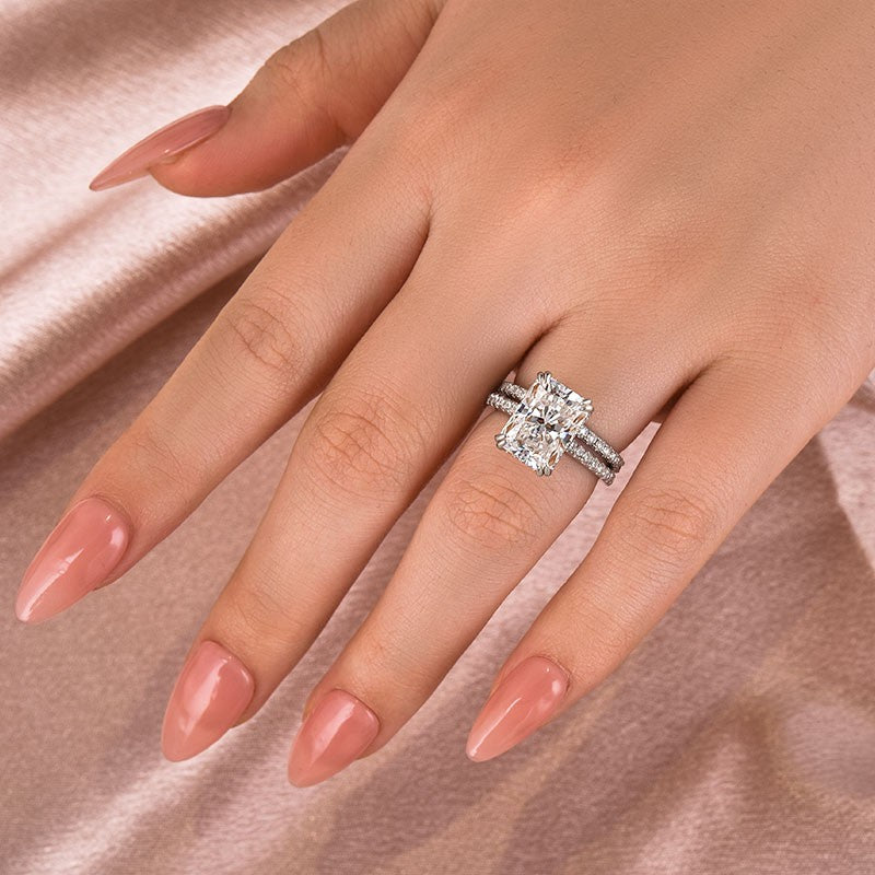 Moissanite 4.5 Ct Radiant Cut White Gold Wedding Ring For Women - louilyjewelry