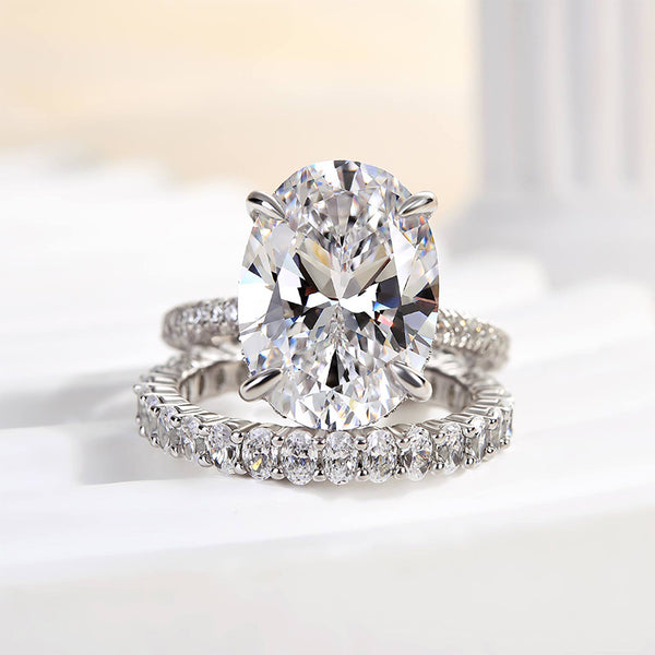 Louily Luxury Oval Cut Simulated Diamond Ring Set