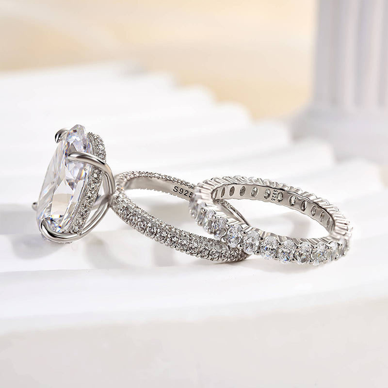 Louily Luxury Oval Cut Simulated Diamond Ring Set - louilyjewelry