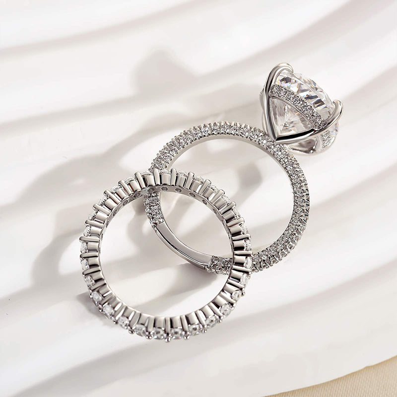 Louily Luxury Oval Cut Simulated Diamond Ring Set - louilyjewelry