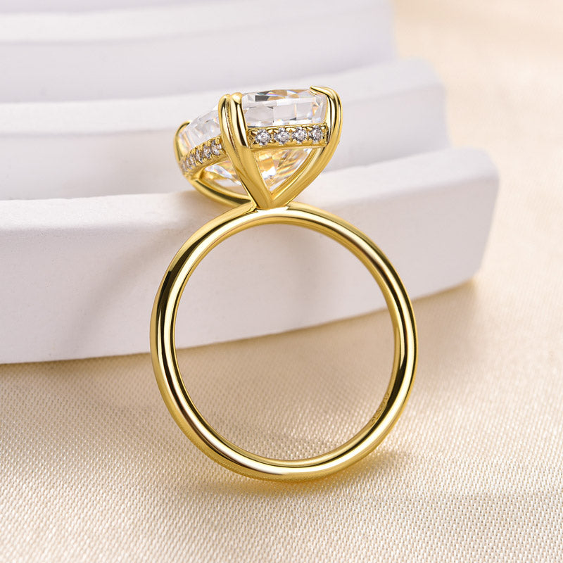 Louily Gorgeous Yellow Gold Cushion Cut Engagement Ring for Women In Sterling Silver - louilyjewelry