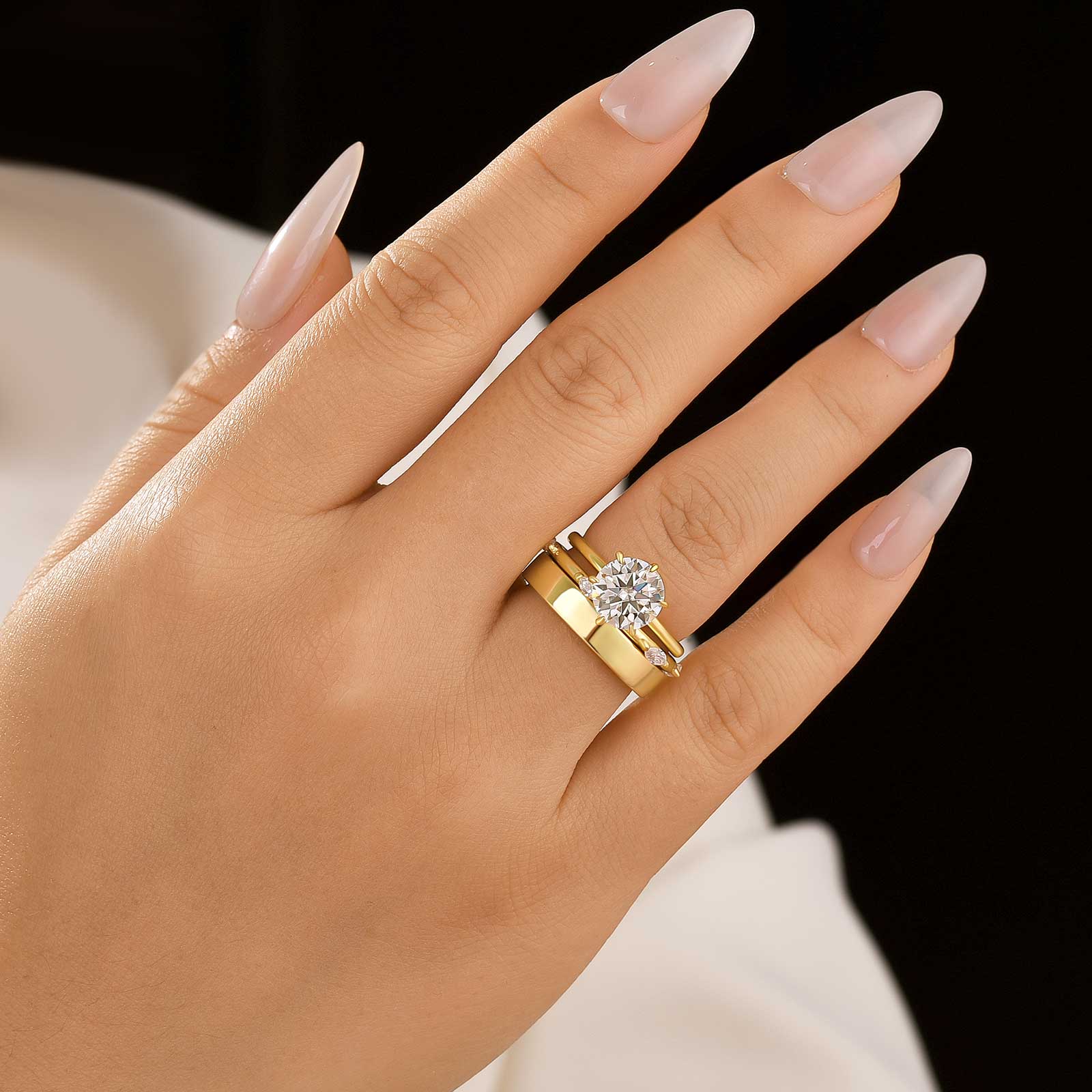 Moissanite 3PC 2.0Ct Round Cut Wedding Ring Set For Women