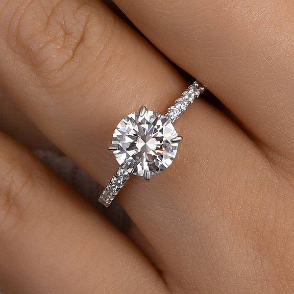 Louily Classic Moissanite 2.0 Carat Round Cut Promise Ring