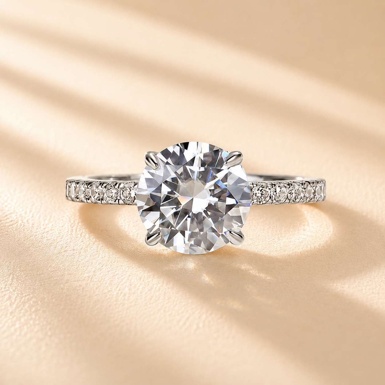 S925 2.0 Ct Round Cut Engagement Ring Hidden Halo Everyday Wearable Ring In Sterling Silver