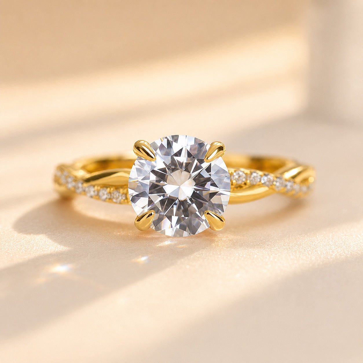 S925 1.25 Carat Twist Round Cut Engagement Ring In Sterling Silver For Bridal & Daily Wear