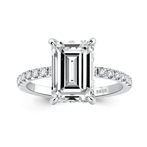 Louily Moissanite Emerald Cut Engagement Ring