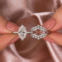 Vintage 2.5Ct Marquise Cut Insert Wedding Ring Set In Sterling Silver
