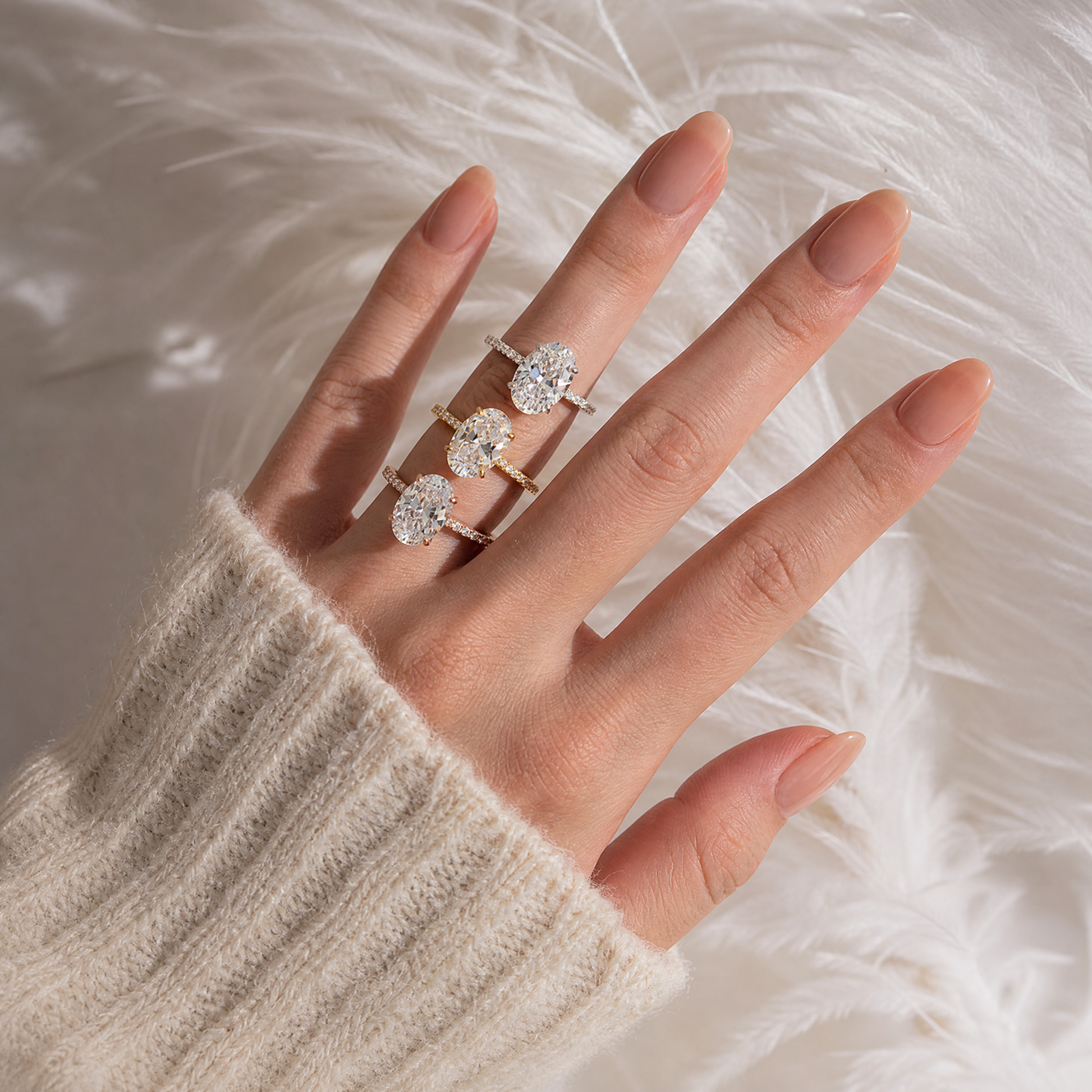 S925 4.0Ct Oval Cut Engagement Ring In Sterling Silver Moissanite or Simulated Diamond Promise Ring
