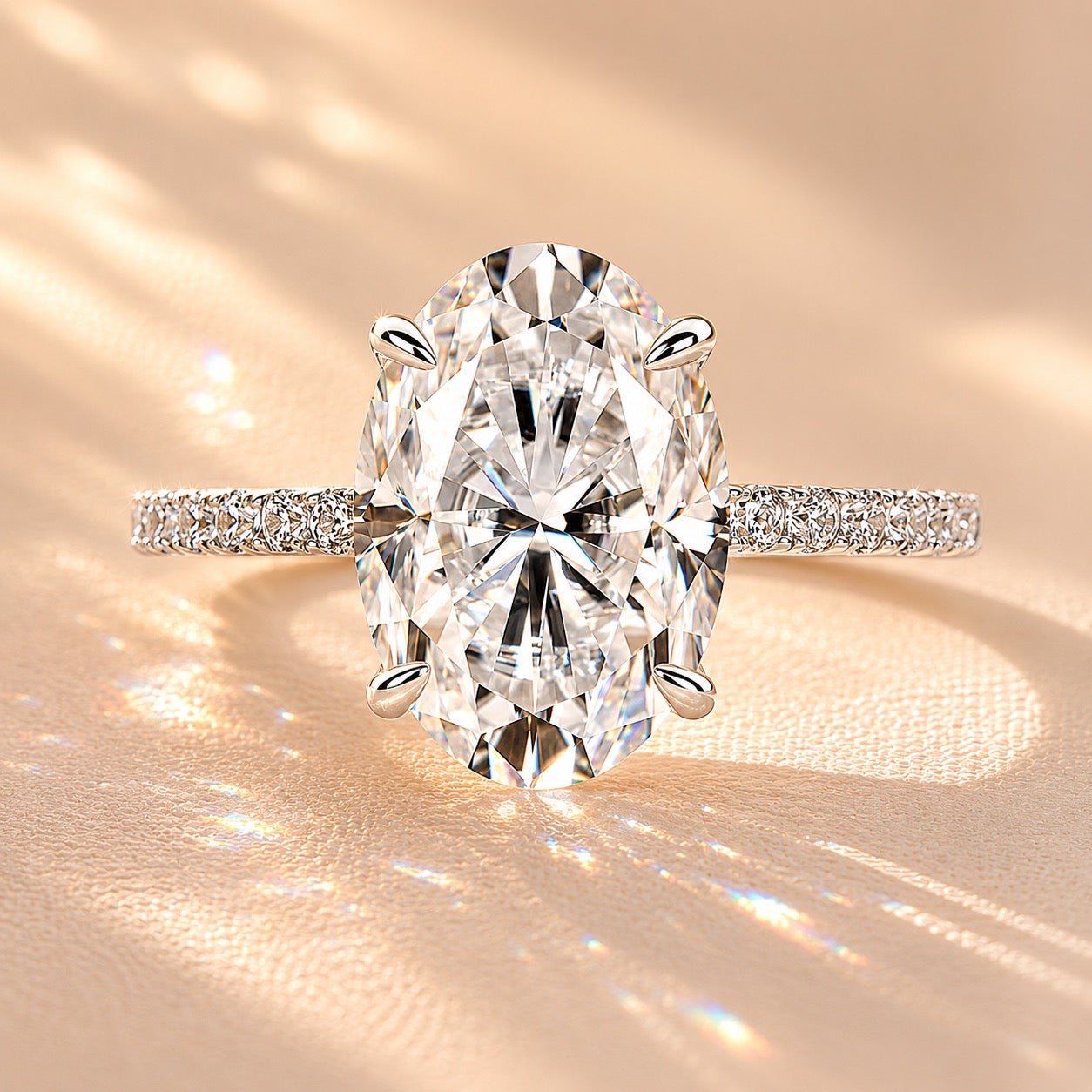 S925 Louily Moissanite 4.0~5.5 Carat Oval Cut Engagement Ring Stackable Promise Ring For Women