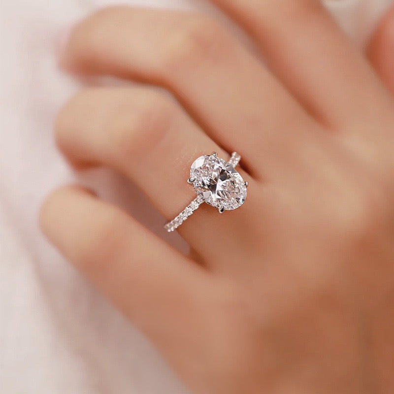 4.0Ct Oval Cut Engagement Ring Promise Ring For Her In Sterling Silver - louilyjewelry