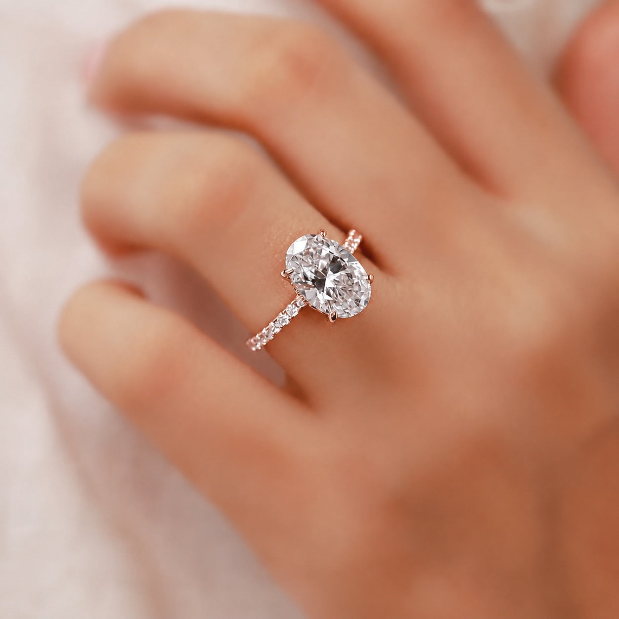 S925 4.0Ct Oval Cut Engagement Ring In Sterling Silver Moissanite or Simulated Diamond Promise Ring