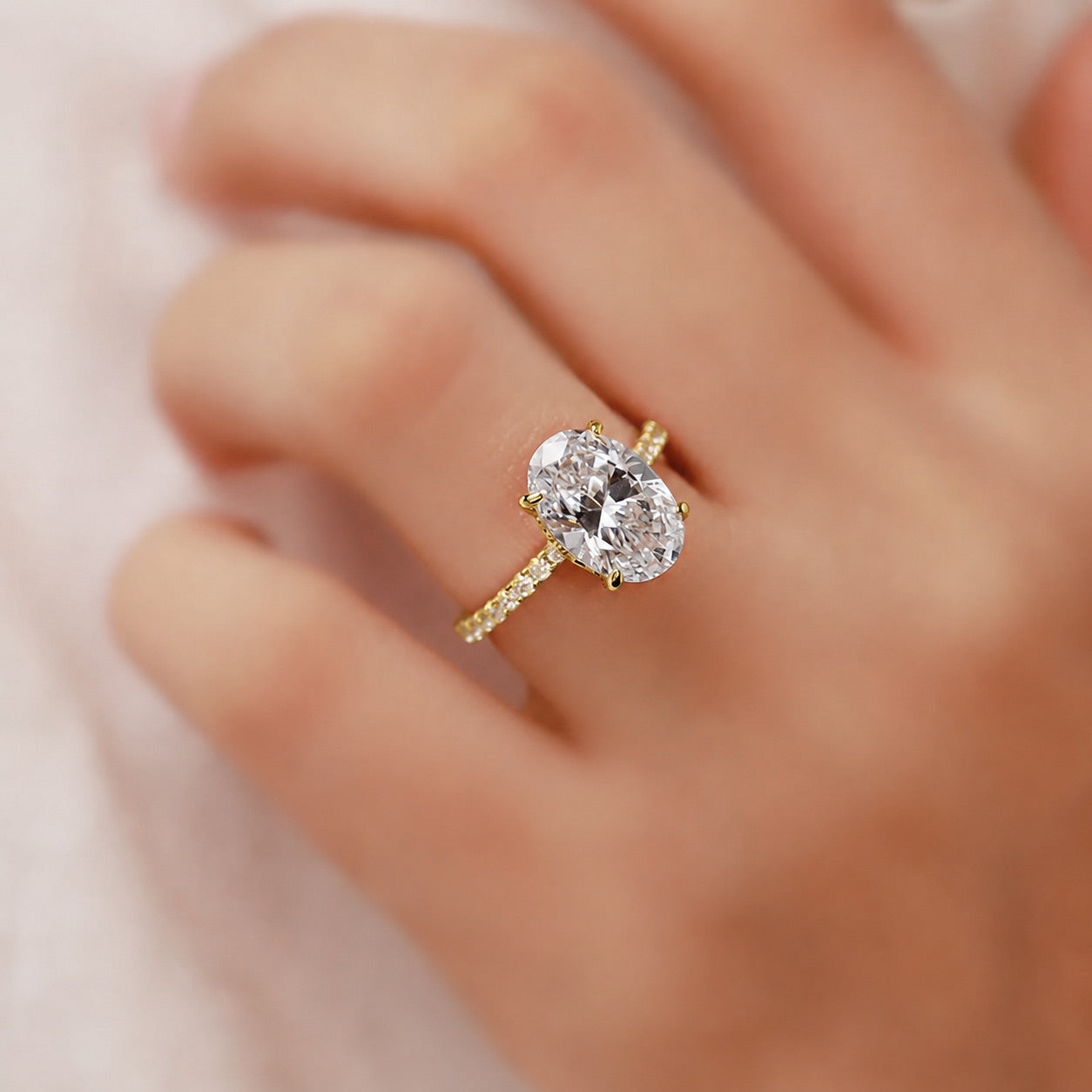 S925 4.0Ct Oval Cut Engagement Ring In Sterling Silver Moissanite or Simulated Diamond Promise Ring