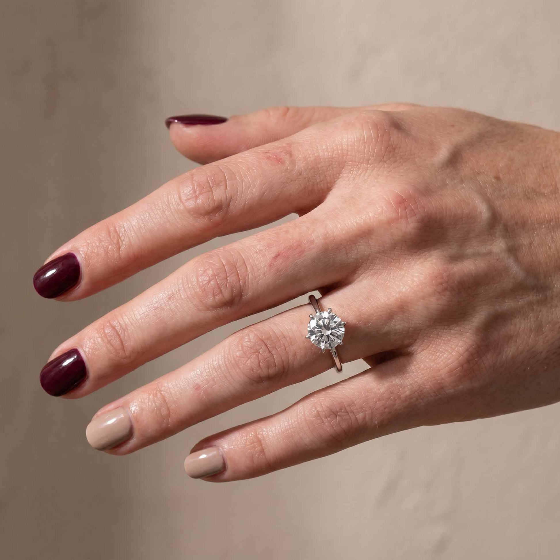 S925 Moissanite/ Simulated Diamond 2.0 Carat Round Cut Solitaire Engagement Ring In Sterling Silver
