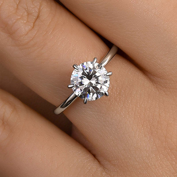 Louily Moissanite 6 Prong Round Cut Promise Ring