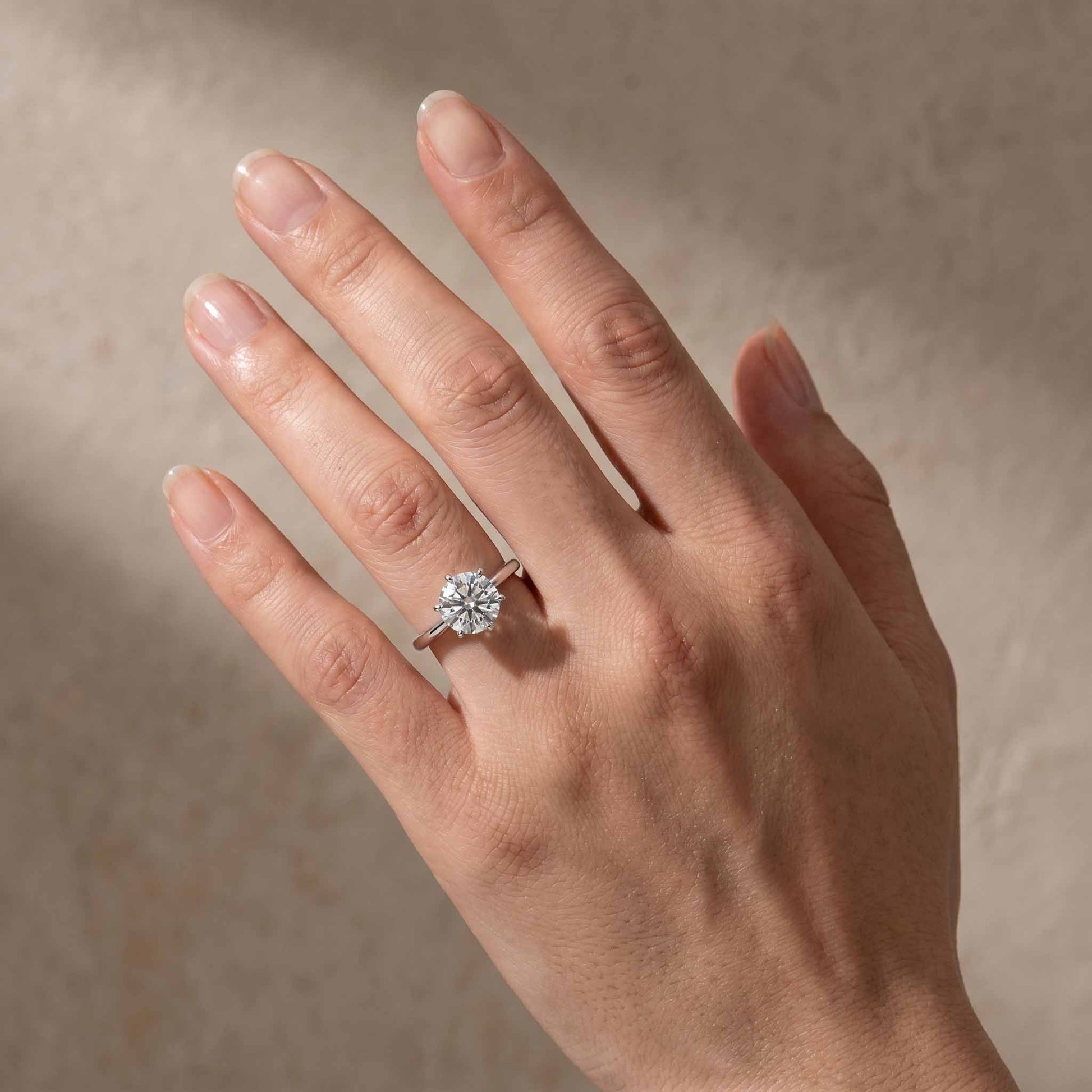 S925 Moissanite/ Simulated Diamond 2.0 Carat Round Cut Solitaire Engagement Ring In Sterling Silver