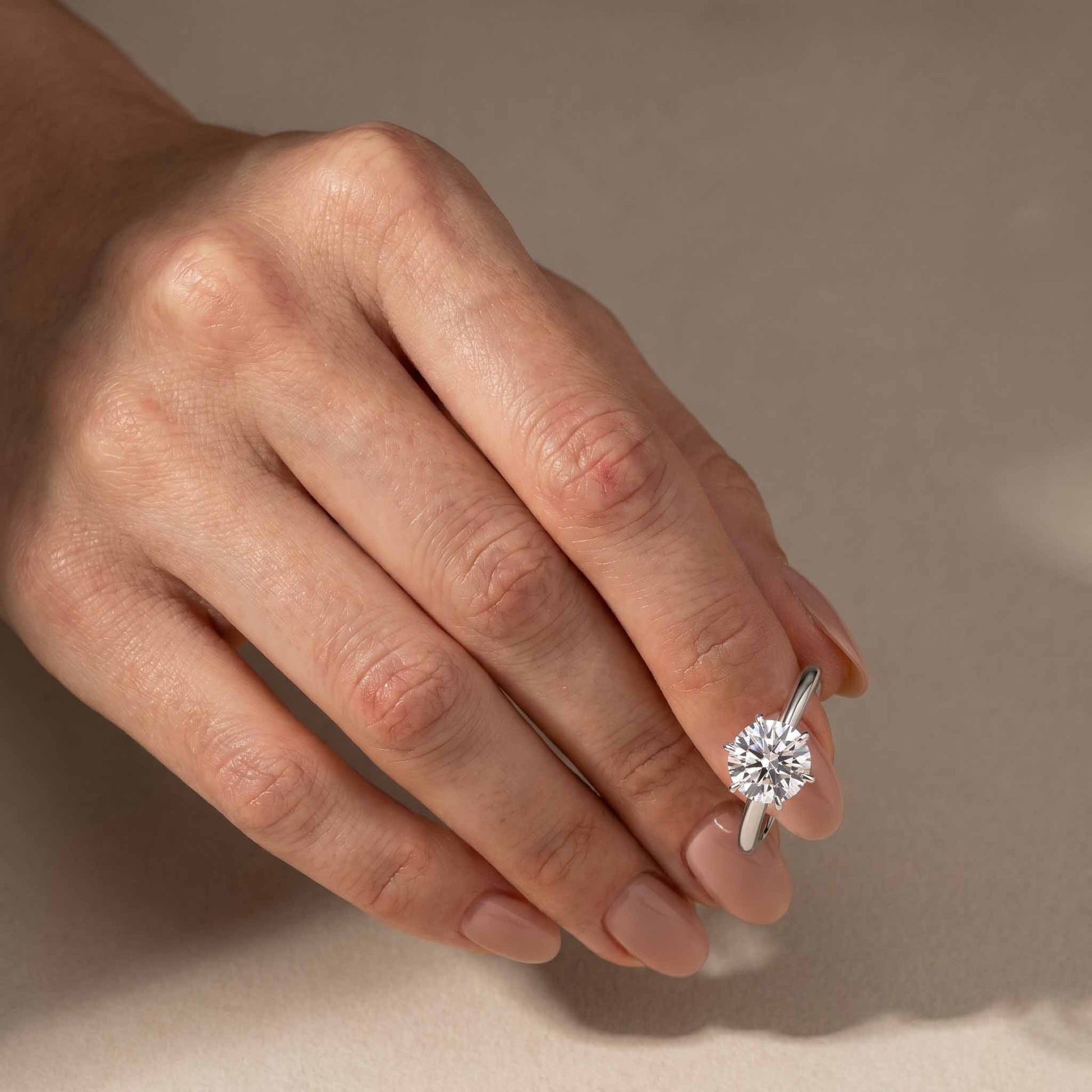 S925 Moissanite/ Simulated Diamond 2.0 Carat Round Cut Solitaire Engagement Ring In Sterling Silver