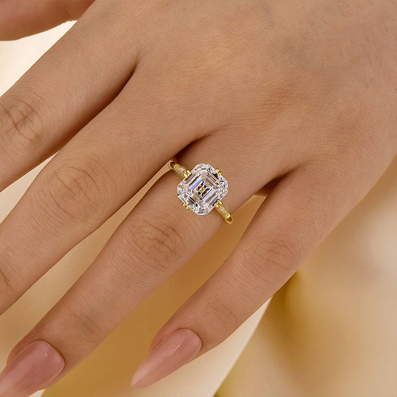 Louily Vintage Asscher Cut Women's Engagement Ring In Sterling Silver - louilyjewelry