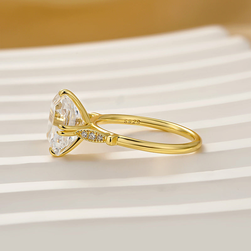 Louily Vintage Asscher Cut Women's Engagement Ring In Sterling Silver - louilyjewelry