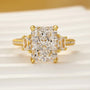 4.5Ct Radiant Cut Three Stone Yellow Gold Promise Ring Engagement Ring In Sterling Silver - louilyjewelry