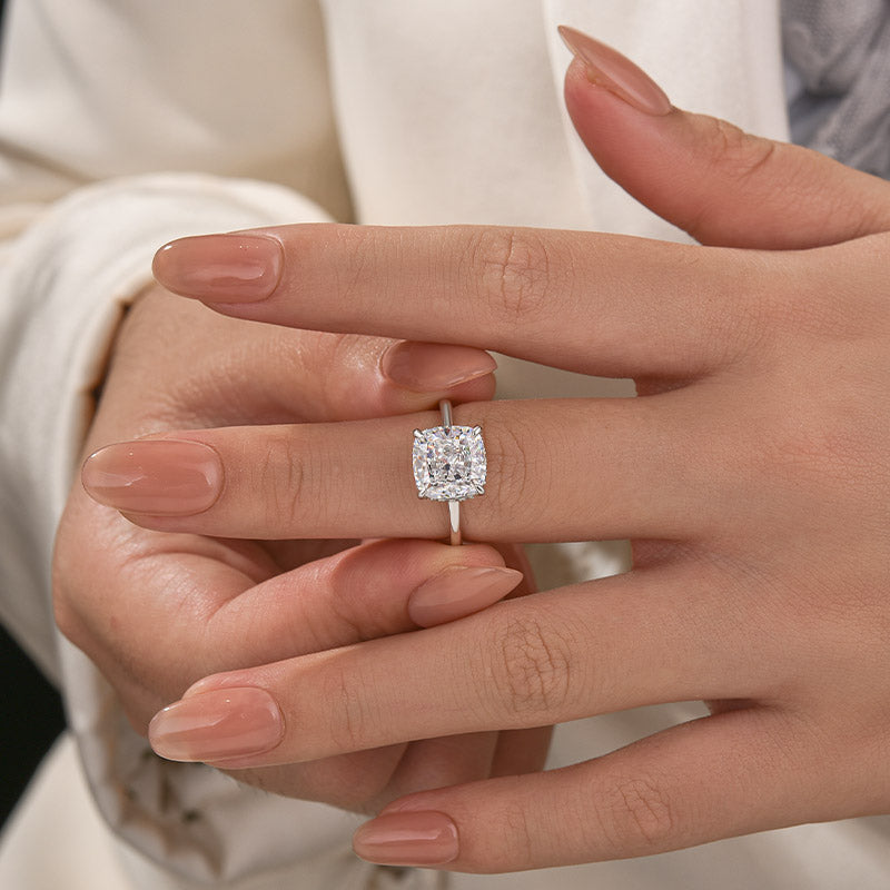 3.5Ct Cushion Cut Hidden Halo Engagement Ring Promise Ring For Her