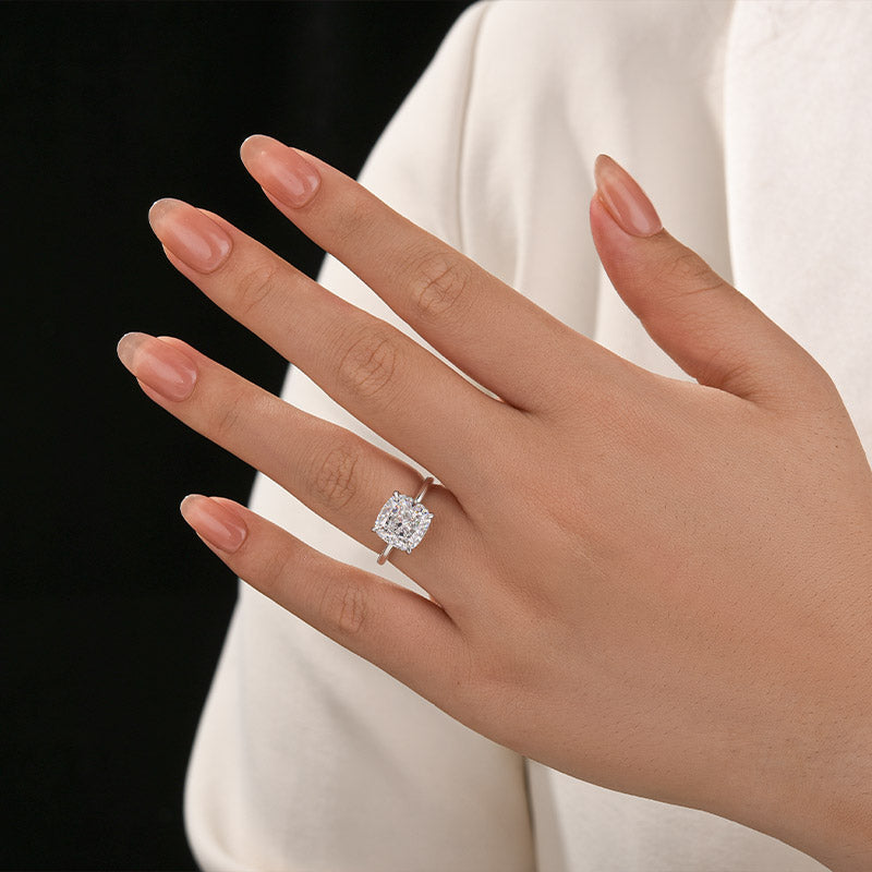 3.5Ct Cushion Cut Hidden Halo Engagement Ring Promise Ring For Her