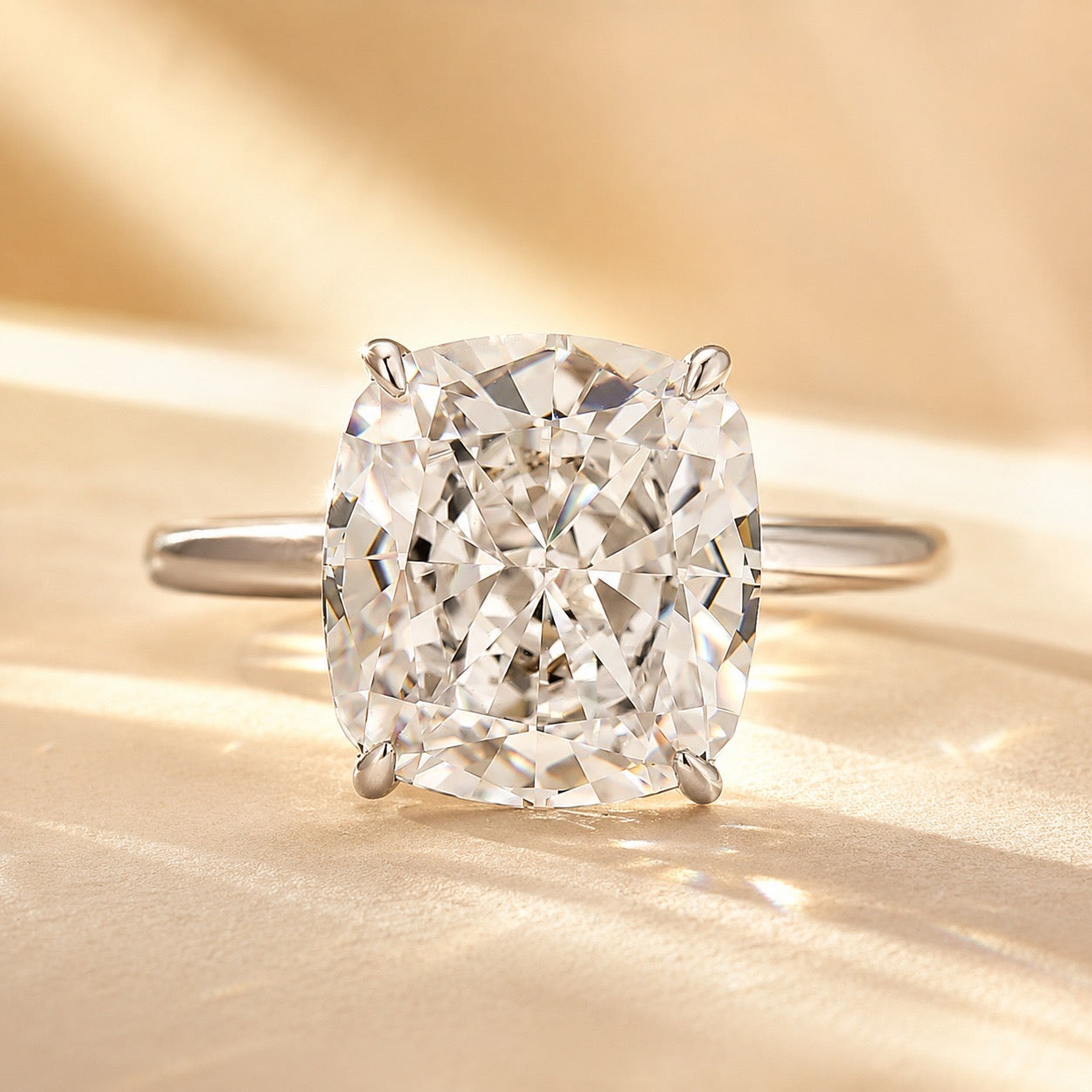 S925 Precious 6.0 CT Cushion Cut Engagement Ring In Sterling Silver
