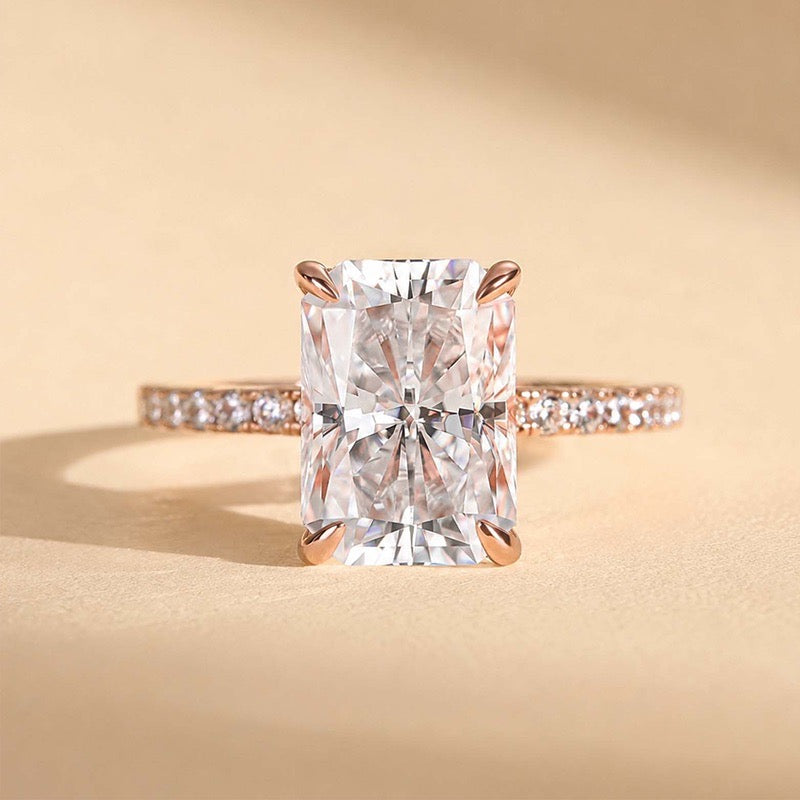 S925 Moissanite 1.0 Carat /2.0 Carat /3.5 Carat Radiant Cut Engagement Ring Travel Ring For Everyday Wear