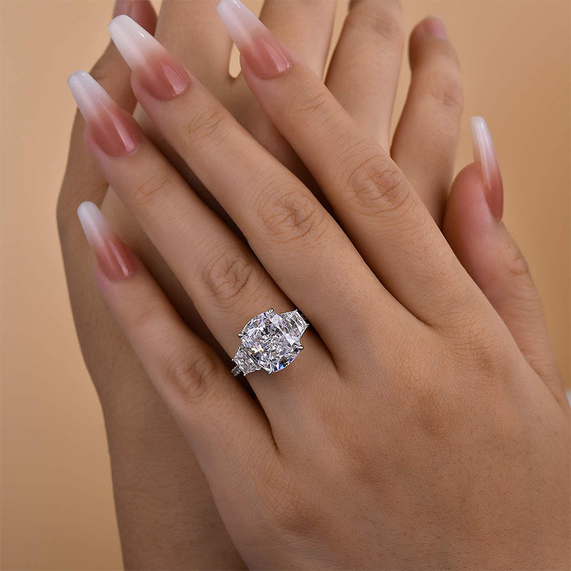 Louily Luxury Cushion Cut Engagement Ring In Sterling Silver - louilyjewelry