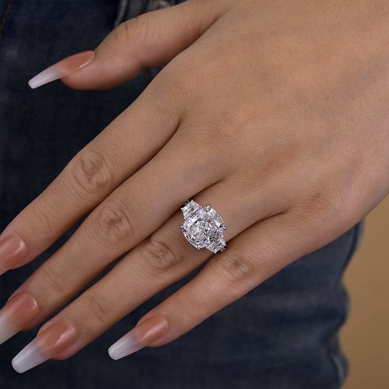 Louily Luxury Cushion Cut Engagement Ring In Sterling Silver - louilyjewelry