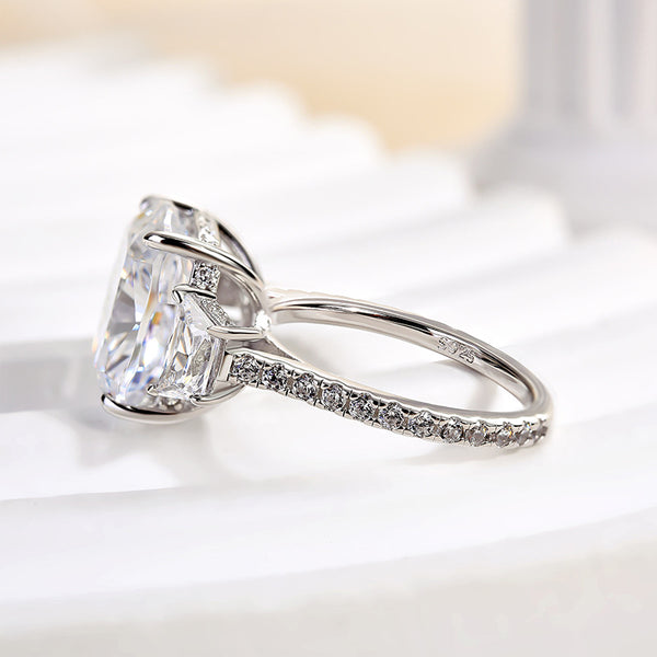 Louily Luxury Cushion Cut Engagement Ring In Sterling Silver