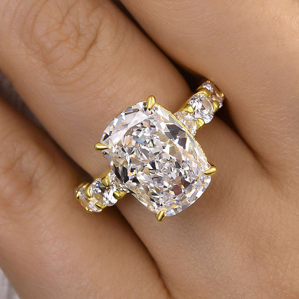 Louily Gorgeous Elongated Crushed Ice Cushion Cut Engagement Ring