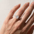 2.0ct moissanite radiant engagement ring worn on hand close-up