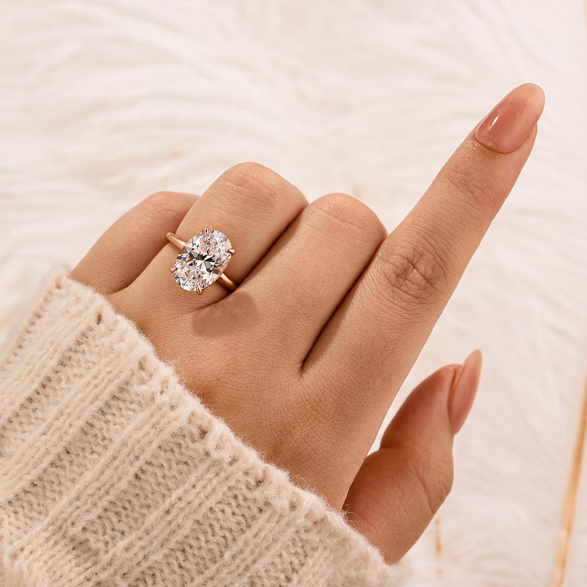 Louily Exclusive Oval Cut Engagement Ring In Sterling Silver