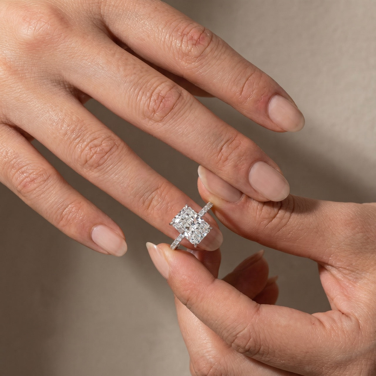 S925 4.0Ct Radiant Cut White Gold Engagement Ring For Women In Sterling Silver