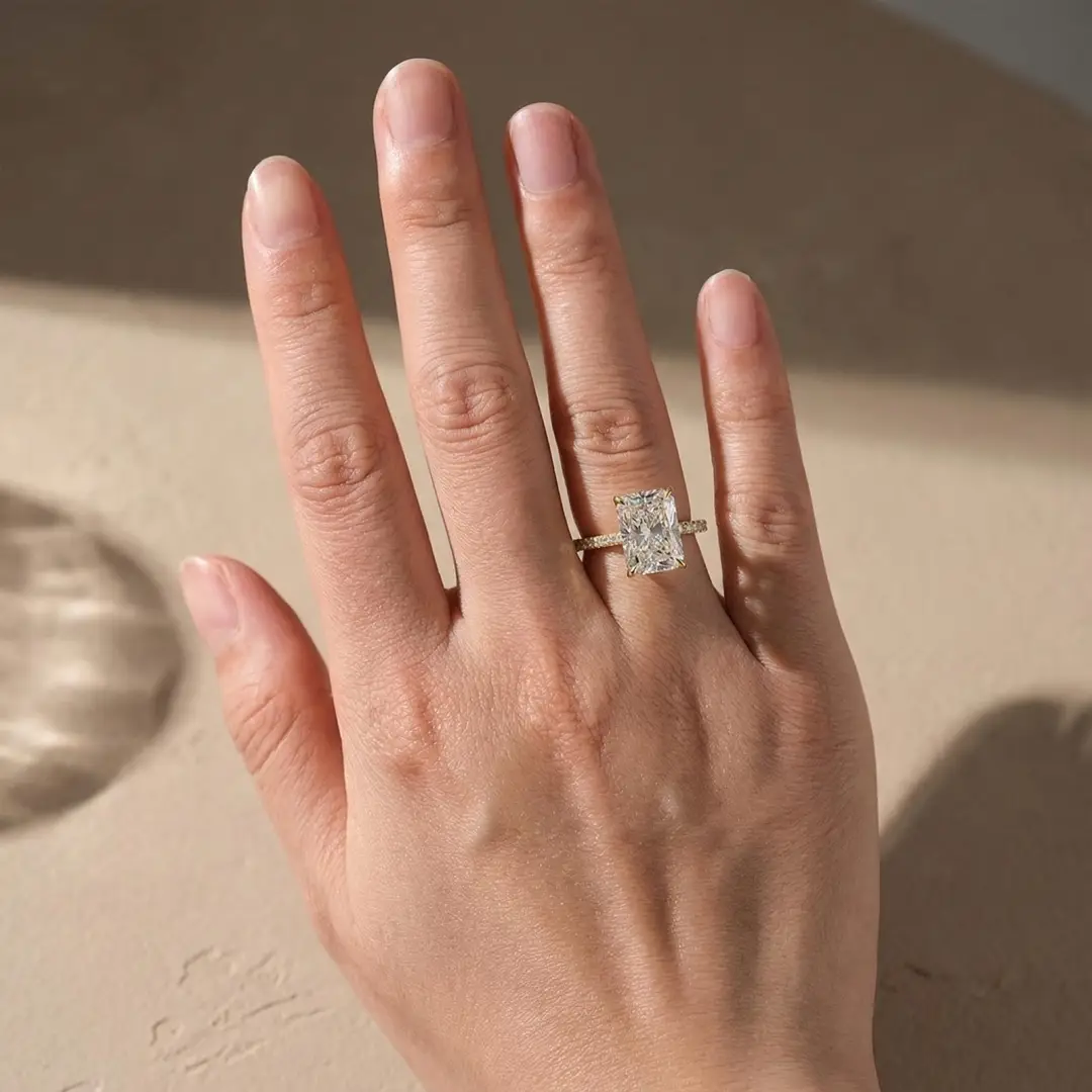 S925 2.0Ct~7.0Ct Elegant Radiant Cut Engagement Ring In Sterling Silver Everyday Wearable Ring For Women