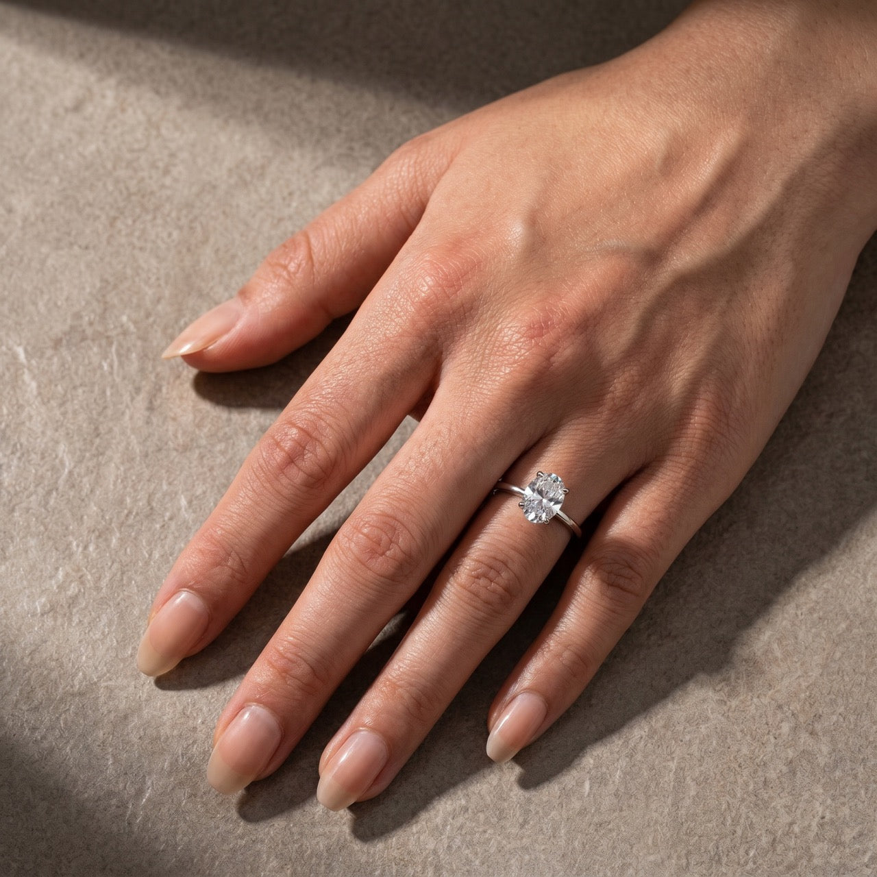 Louily Sparkle Oval Cut Engagement Ring In Sterling Silver