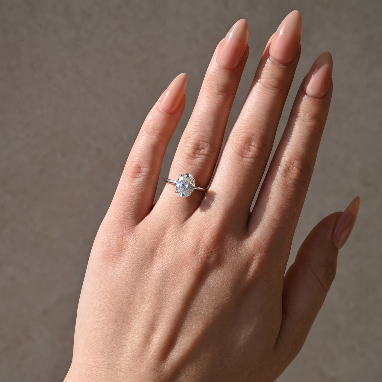 Louily Sparkle Oval Cut Engagement Ring In Sterling Silver