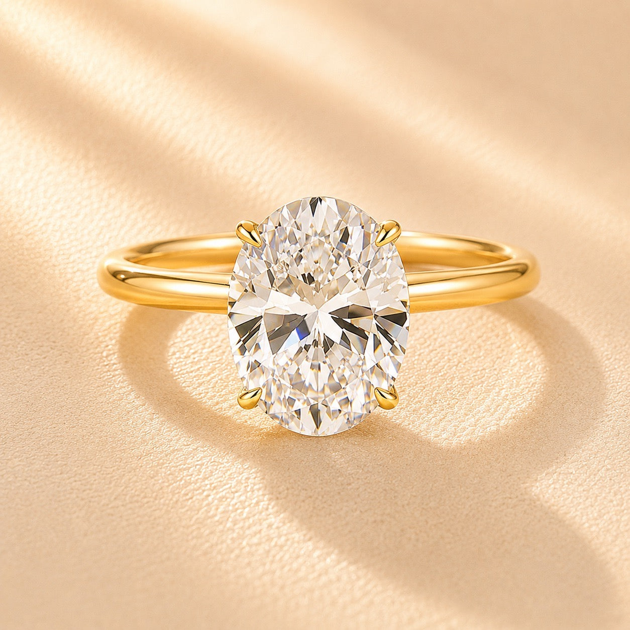 Louily Sparkle Oval Cut Engagement Ring In Sterling Silver