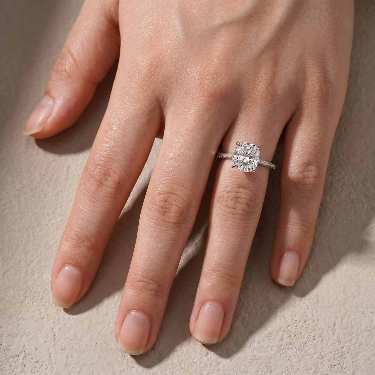 S925 3.0Ct Cushion Cut Engagement Ring In Sterling Silver
