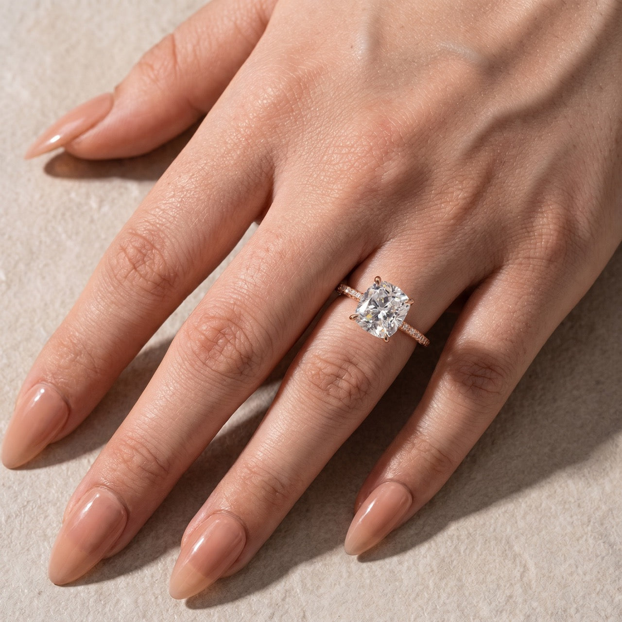 S925 3.0Ct Cushion Cut Engagement Ring In Sterling Silver