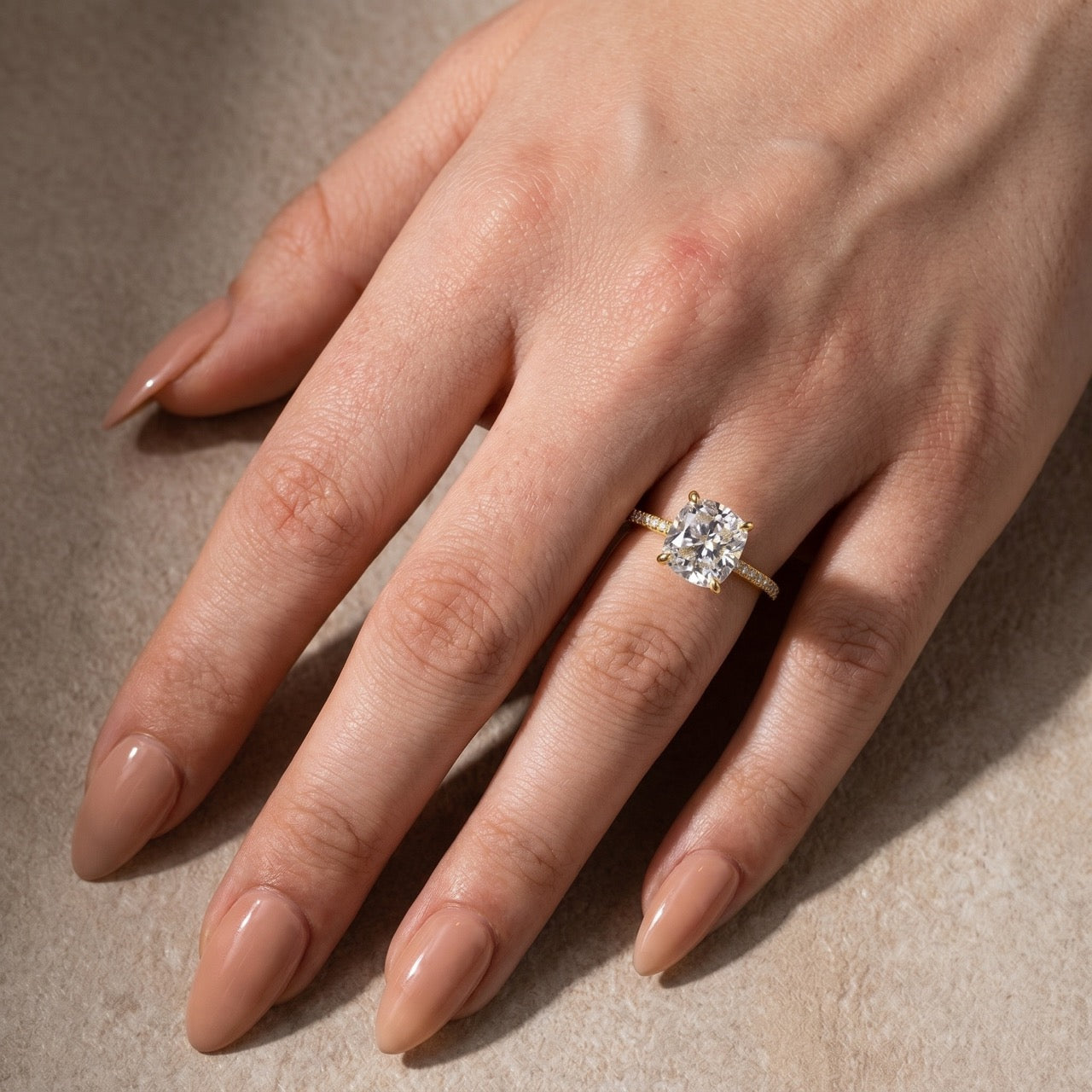 S925 3.0Ct Cushion Cut Engagement Ring In Sterling Silver