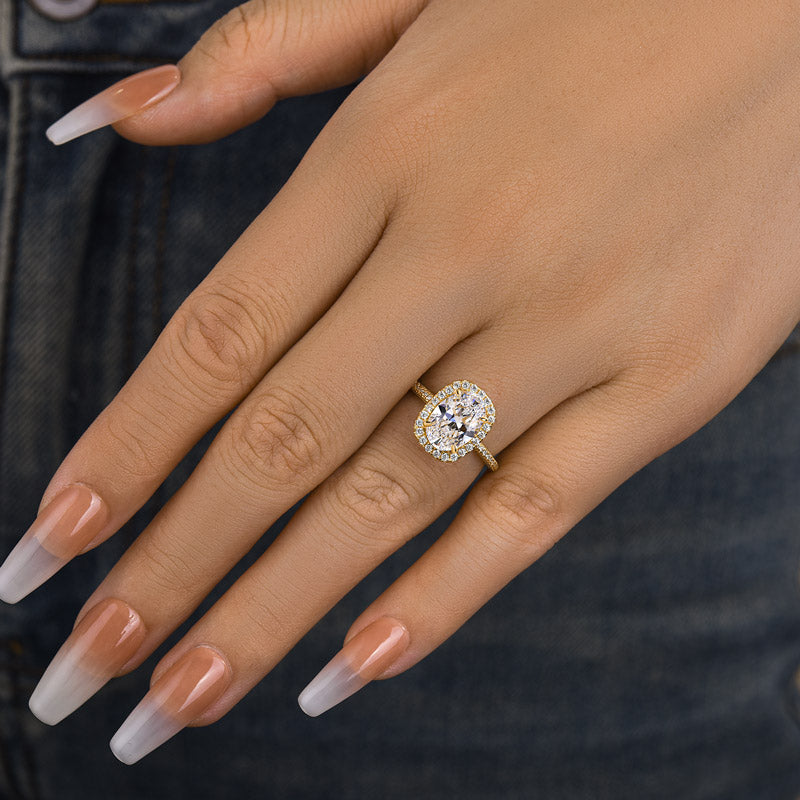 Louily Special Halo Oval Cut Simulated Diamond Engagement Ring - louilyjewelry