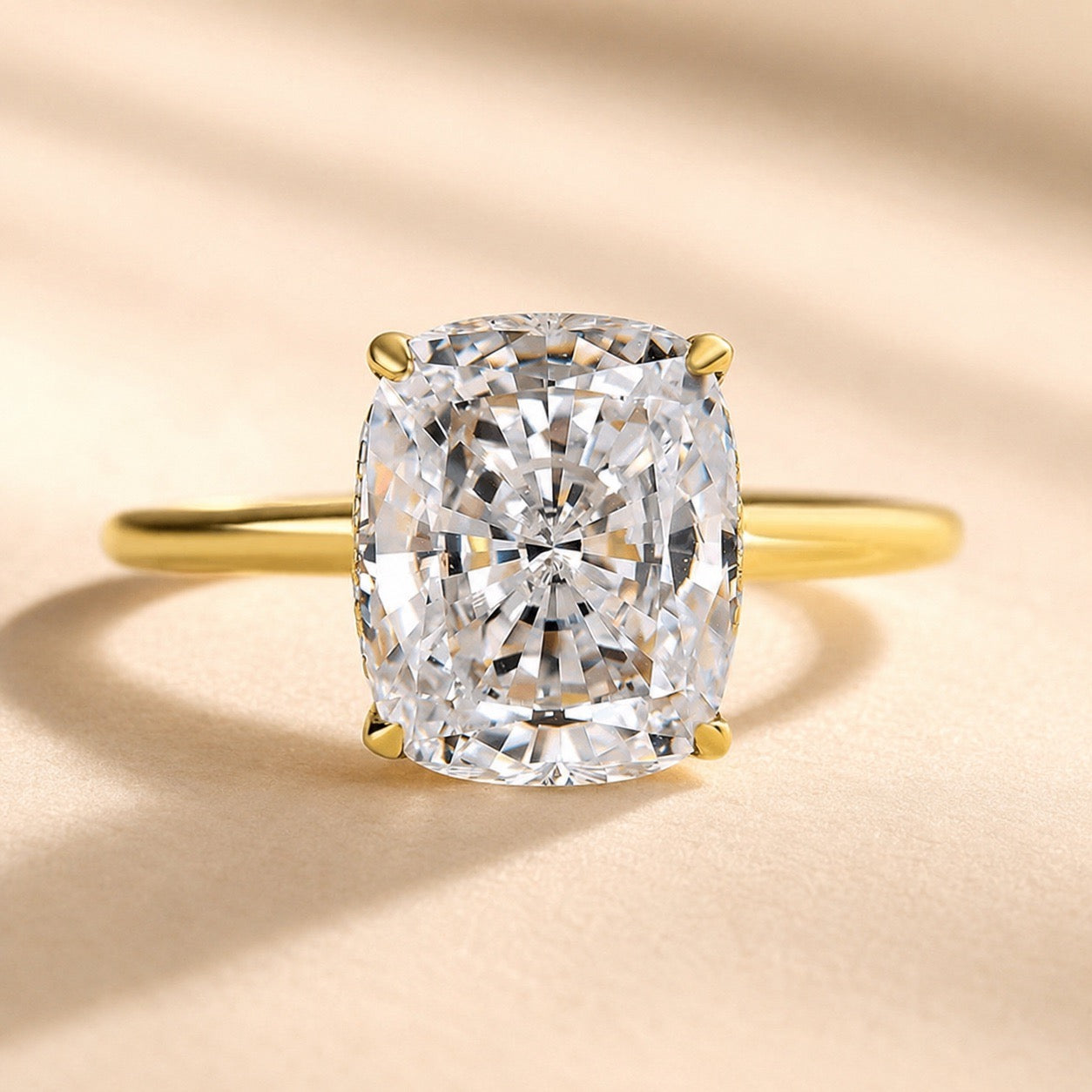 S925 3.0Ct~5.5Ct Cushion Cut Engagement Ring For Everyday Wear In Sterling Silver